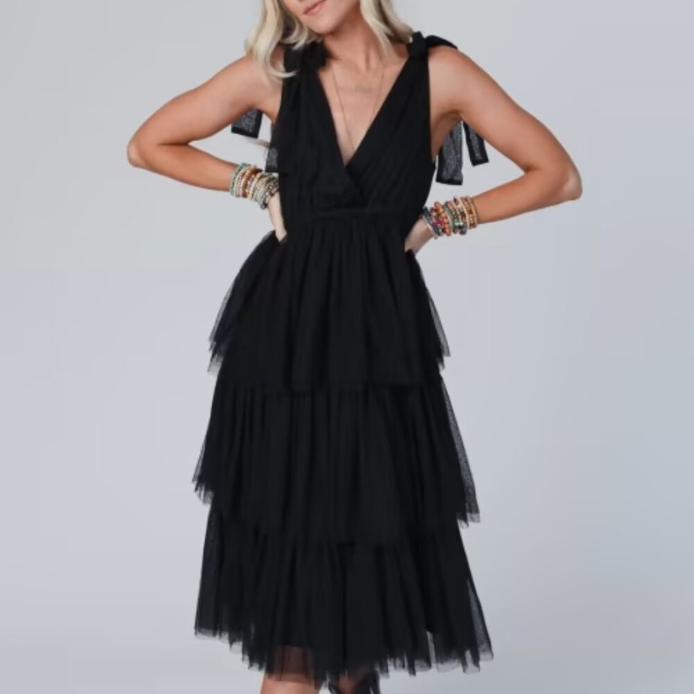 Black Tiered Tulle Dress